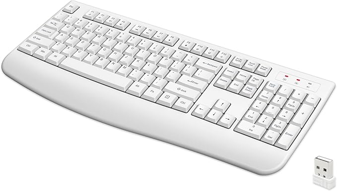 Wireless Keyboard, 2.4G Full-Sized Ergonomic Wireless Computer Keyboard by QUASIO