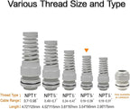 LeMotech 10Pcs NPT 3/8" IP68 Waterproof Cable Gland Flex Spiral Strain Relief - Image 6