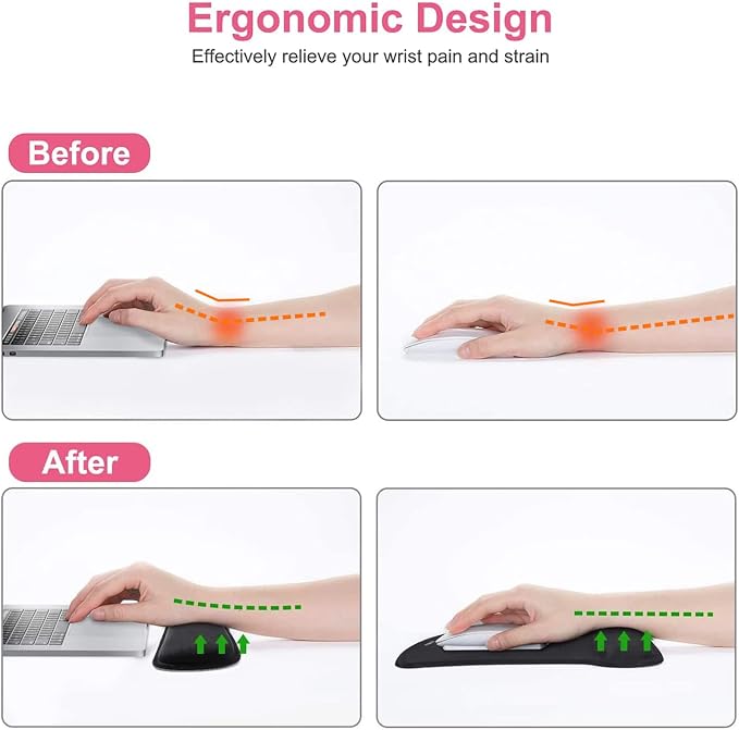 MOSISO Wrist Rest Support for Mouse Pad & Keyboard Set, Ergonomic Mousepad - Image 3