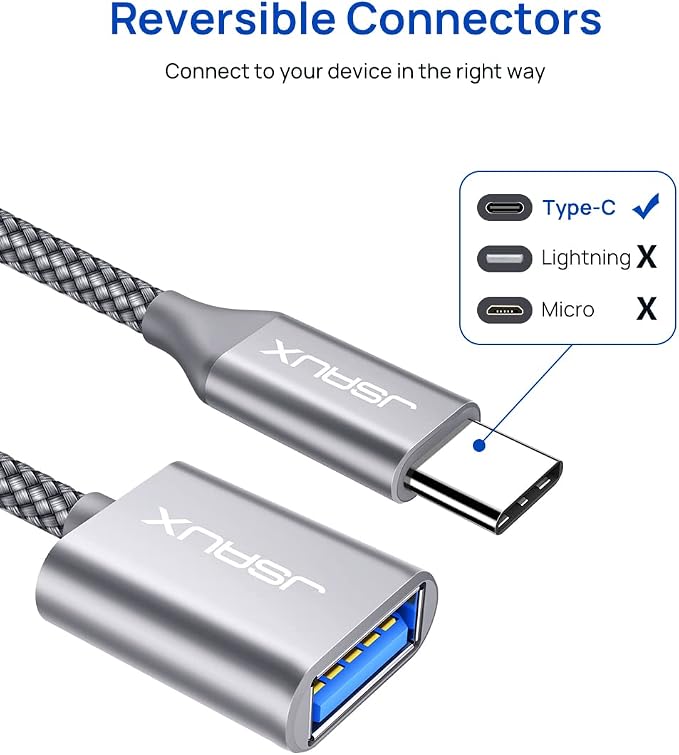 JSAUX USB C to USB Adapter, USB Type C Male to USB 3.0 Female OTG Cable - Image 3
