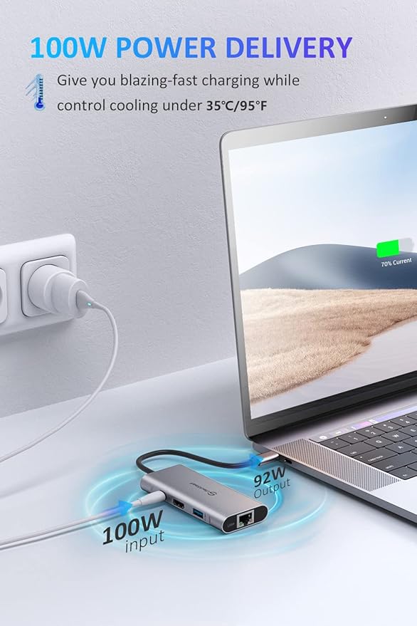 UtechSmart USB C Hub, USB C Ethernet Multiport Adapter, 6 In 1 USB C to HDMI - Image 6