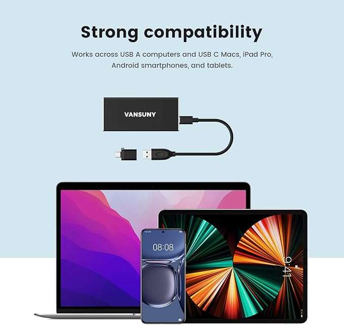 Vansuny 1TB Portable External SSD, USB 3.1 Gen2 500MB/s High-Speed Data Transfer - Image 6