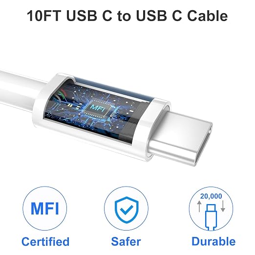 iPhone 15 Charger Fast Charging, 20W USB C Charger Block Plug Brick 10FT USB C - Image 4