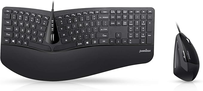 Perixx Periduo-505, Wired USB Ergonomic Split Keyboard and Vertical Mouse Combo by PerixxComputerGmbH