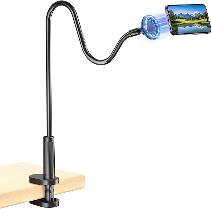 Gooseneck Phone Holder for Bed, Magnetic Cell Phone Stand for iPhone 16 15 14 by Voinap