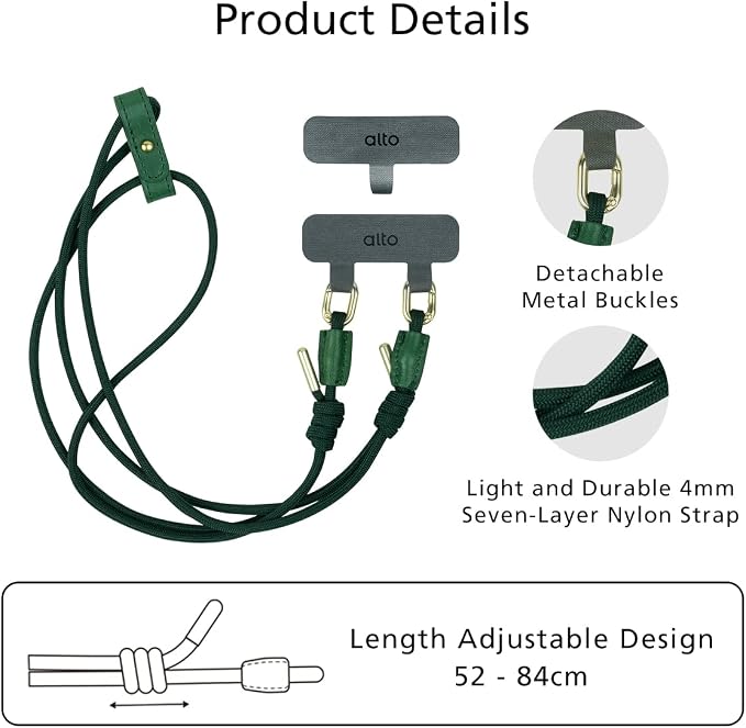 alto Crossbody Phone Lanyard: detachable patch, nylon strap - Image 4