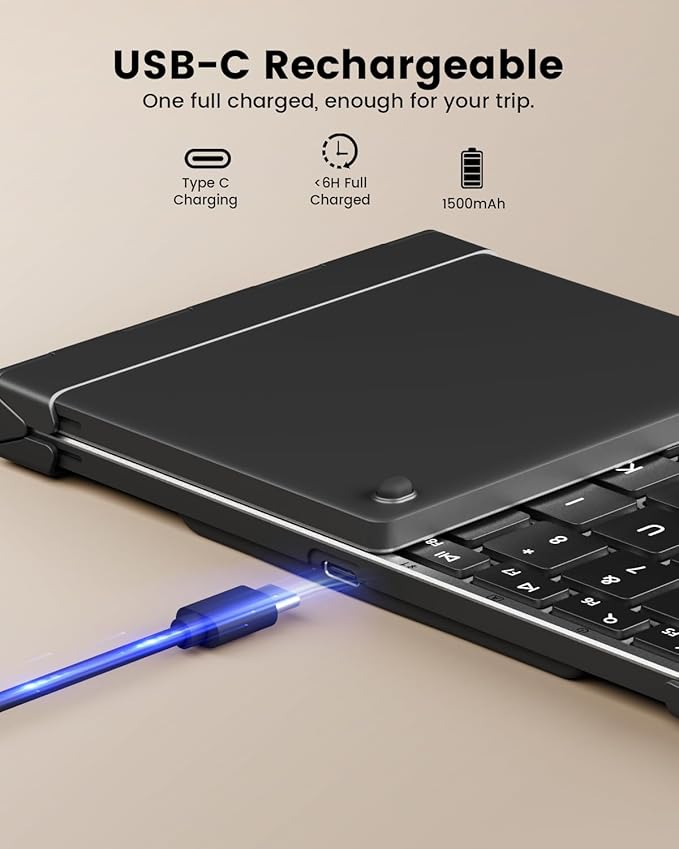 ProtoArc Backlit Foldable Keyboard, XK01 Plus Folding Portable Bluetooth - Image 6