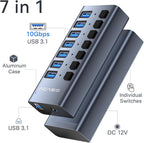 Powered USB 3.1 Hub, ACASIS 7 Ports USB 3.1 Hub - Image 2