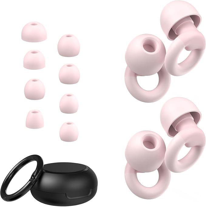 Ear Plugs for Sleeping, 2 Pairs of Reusable Earplugs for Noise Reduction by JUSTRVN