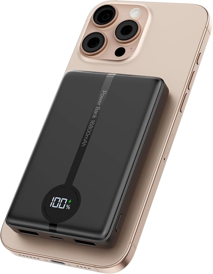Magnetic Portable Charger, 16800mAh Wireless Power Bank, by Unknown