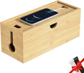 Bamboo Cable Management Box, Medium Cord Organizer Box Cable Box to Hide Wires by HoVoit