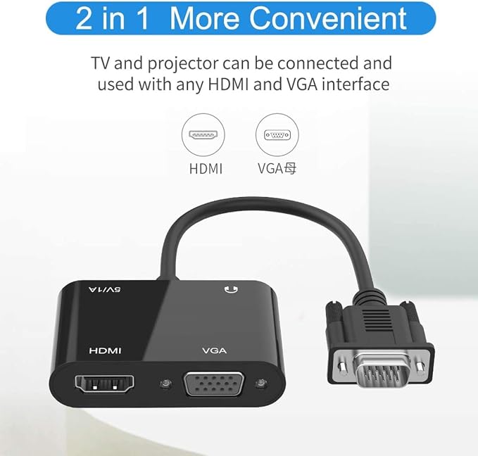 VGA to HDMI VGA Audio Video Cable Adapter Converter Splitter - Image 4