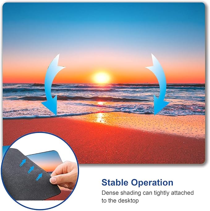 Beach Sunrise Mouse Pad, Seaside Wave Sunset Mouse Pad Custom Design, Square - Image 6