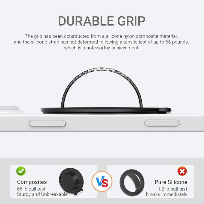 Grat 3 Upgraded Magnetic Phone Grip Stand, 360° Rotatable Silicone Strap Phone - Image 2