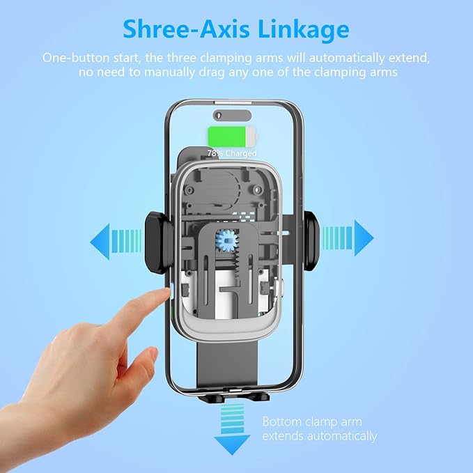 Wireless Car Charger, Auto-Clamping Car Mount 15W/10W/7.5W Fast Charging Air - Image 2