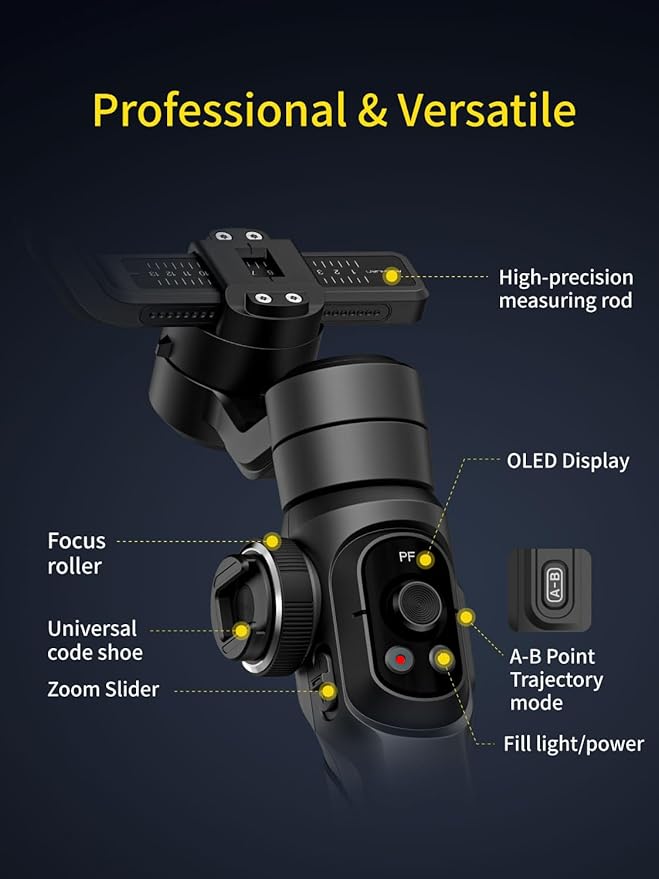 Gimbal Stabilizer for Smartphone, Phone Gimbal w/8" Extension Rod, Profession - Image 6