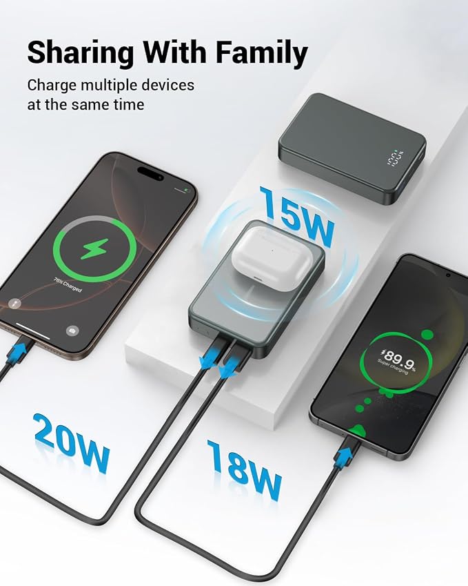 Magnetic Power Bank 26800mAh for Magsafe Portable Charger, Aluminum Alloy Large - Image 5