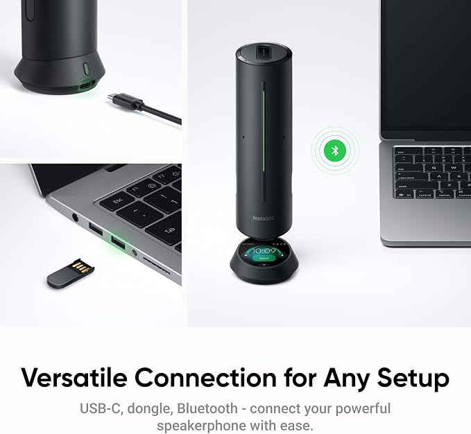 Insta360 Wave - AI Speakerphone, Voice Recorder, 8 Noise-Canceling Mics - Image 9