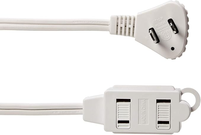 Amazon Basics 6 foot 2-Prong Indoor Rectangle Extension Cord Power Strip - Image 3