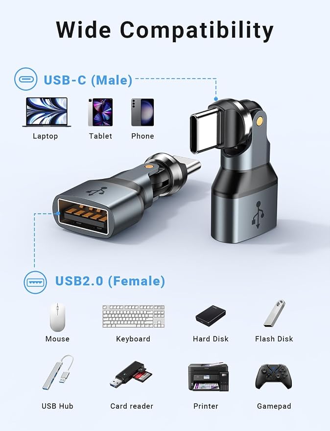 USB C to USB Adapter, Can be Rotated 540 Degrees - Image 3
