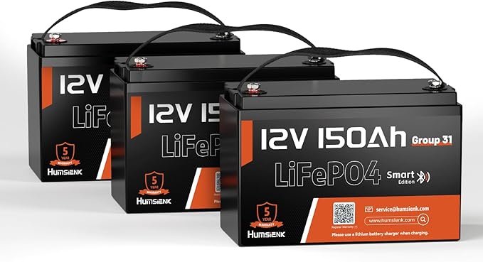 12V 150Ah LiFePO4 Lithium Battery 3 Pack- BCI Group 31 by HumsiENK