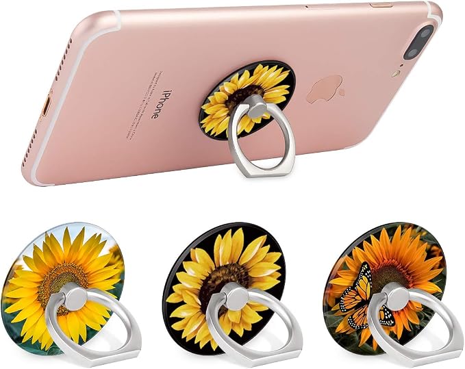 Bonoma Cell Phone Ring Holder Stand, 3 Pack Sunflowers 360 Rotation Universal - Image 3