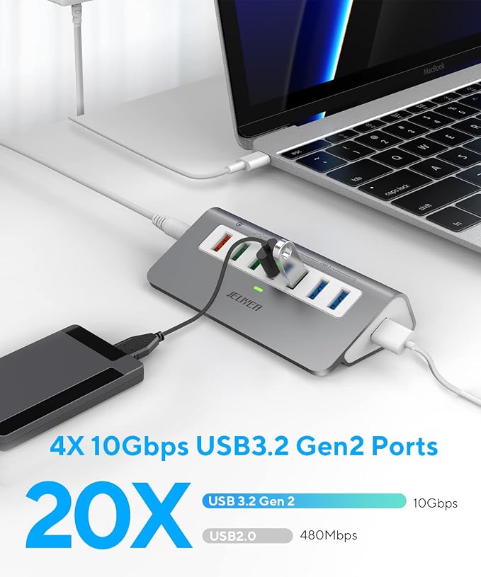 Powered USB-C 7-Port Hub, USB 3.2 Gen 2 Adapter - Image 2