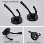 4 Packs Black Coat Hooks, Decorative Double Prong Metal Closet Hooks - Image 4