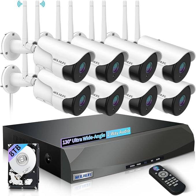 WEILAILIFE 【2-Way Audio】 Outdoor Wireless Security Camera System, Wireless DVR by WEILAILIFE