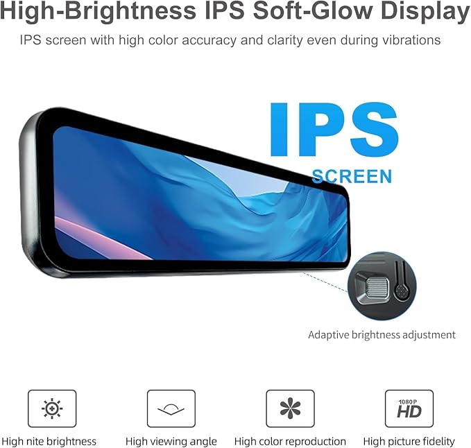 60FPS 9.2″ OEM Rear View Mirror Camera, Dash Cam, Detached Front Lens, Digital - Image 6