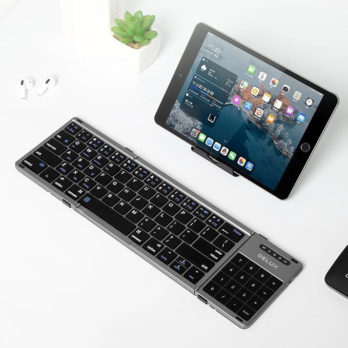 DeLUX Foldable Keyboard with Touchpad and Numeric Keypad, 2.4G Wireless and - Image 7