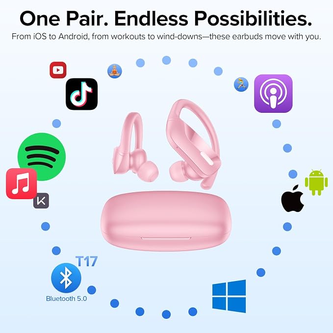 OCC Wireless Ear Hook Sport Earbuds, IPX5 Waterproof, 80H Playtime Earphones - Image 7