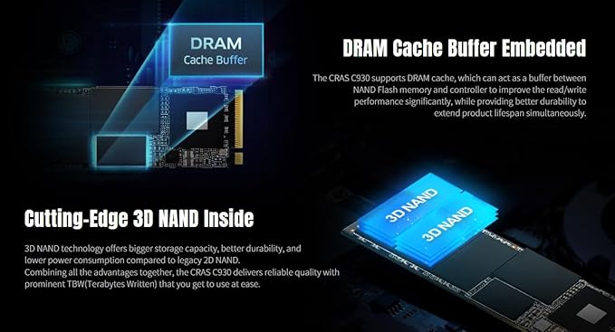 KLEVV CRAS C930 1TB M.2 2280 NVMe PCIe Gen4x4 Internal Gaming SSD Aluminium - Image 6