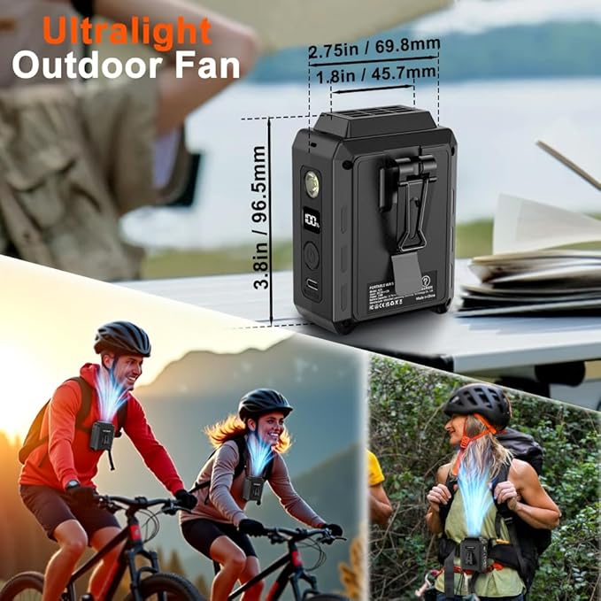 CAZOKASI Personal Waist Clip Fan Rechargeable Wearable Hand Free Wearable - Image 5