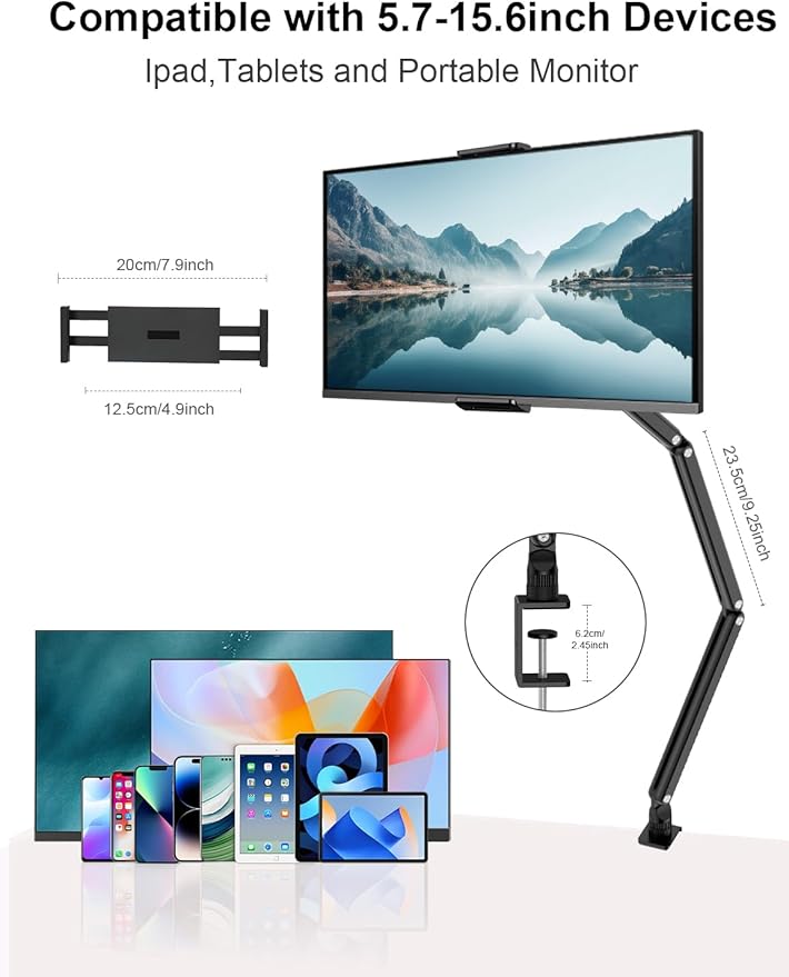 Adjustable Aluminum Tablet Stand, Foldable Arm - Image 4