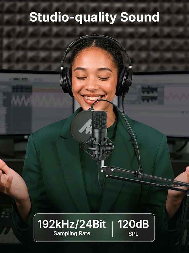 MAONO XLR/USB Condenser Microphone: 192kHz/24Bit Plug & Play PC Computer - Image 4