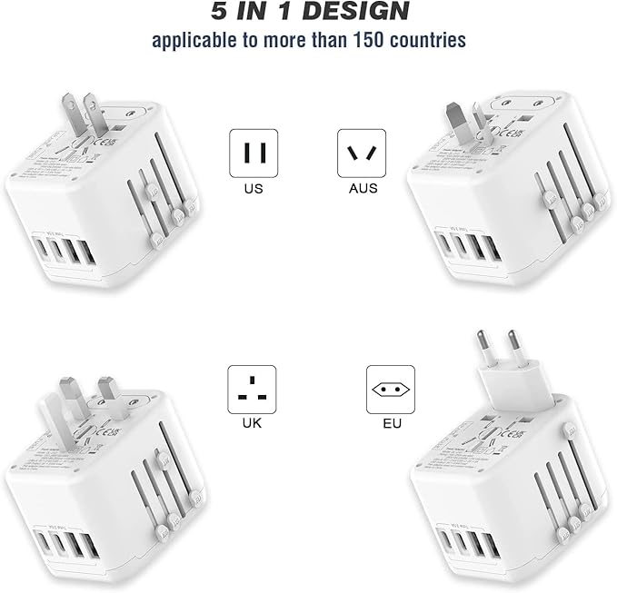 Universal International Power Travel Plug Adapter, 5 in 1 European Travel Plug - Image 5