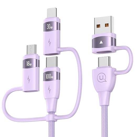 100W USB C Multi Charging Cable, USAMS 6.6FT 5-in-1 5A Fast Sync Charger by USAMS