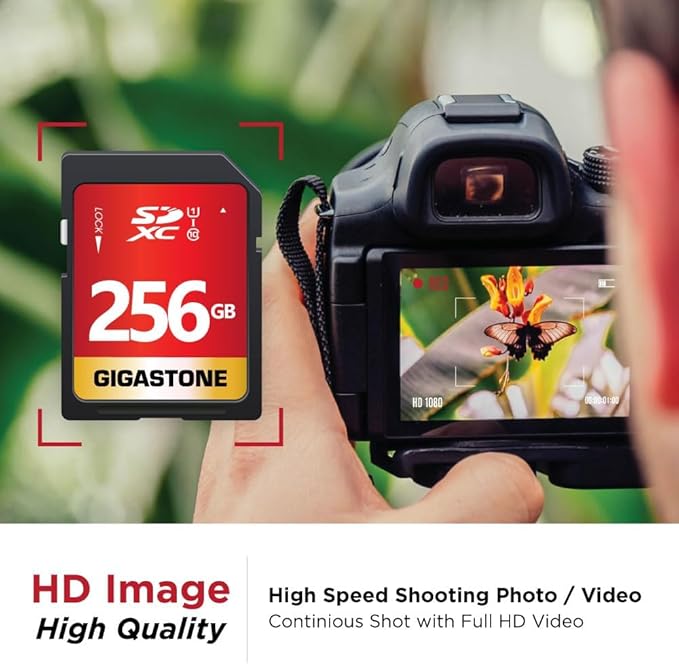 Gigastone 256GB SD Card UHS-I U1 Class 10 SDXC Memory Card High Speed Full HD - Image 4