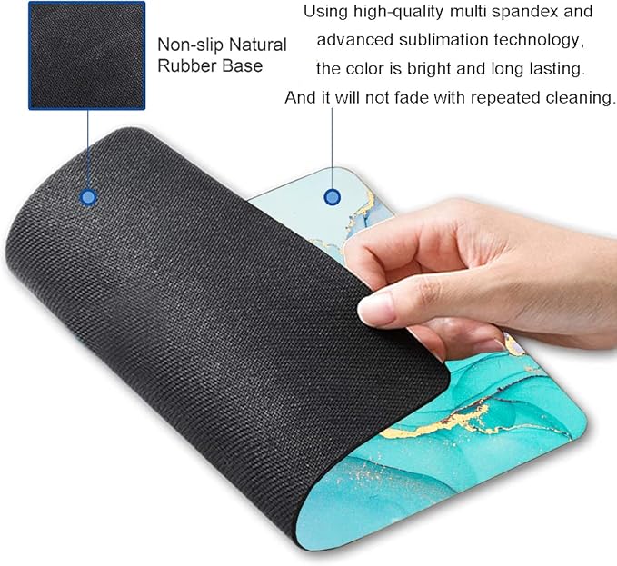 Mouse Pad, Cyan Blue Marble Mouse Pad, Washable Square Cloth Mousepad - Image 2