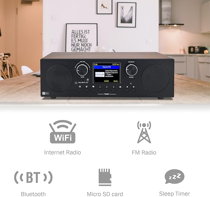 Ocean Digital WR-800 FM Wi-Fi Internet Radio Stereo Speakers Micro SD Line Out - Image 2