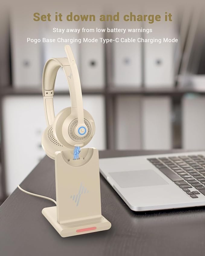 Wireless Headset with AI Noise Cancelling Microphone Bluetooth Headset - Image 2
