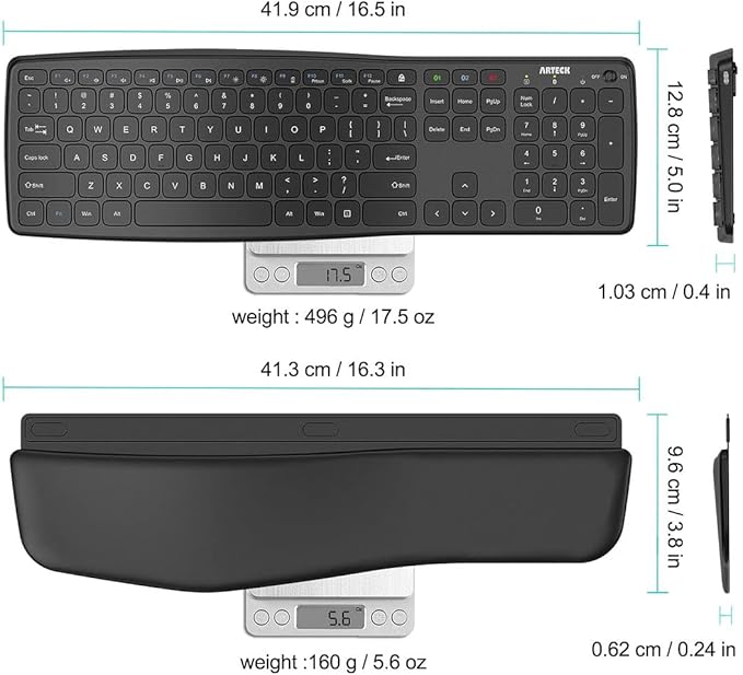 Arteck Bluetooth Keyboard Universal Wave Comfortable Keypad - Image 6
