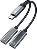 USB C Headphone Splitter, CCZ CA01 USB C to Type C Headphone Jack and Charger by Yinyoo