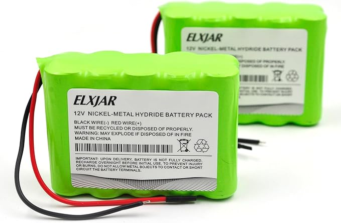 12V NiMH Battery Pack AA2000mAh, 10-Cell Rechargeable Replacement by YUTSUJO