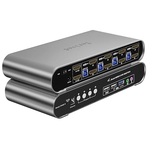 4 Computers 2 Monitors USB 3.0 HDMI KVM Switch 4K@60Hz by Terived