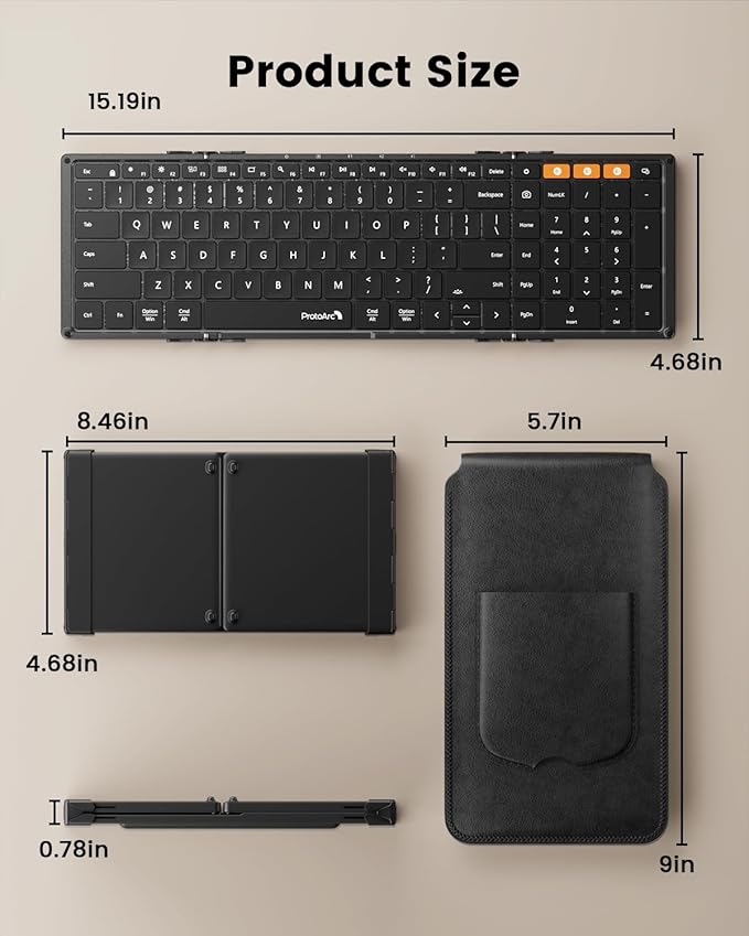 ProtoArc Backlit Foldable Keyboard, XK01 Plus Folding Portable Bluetooth - Image 8