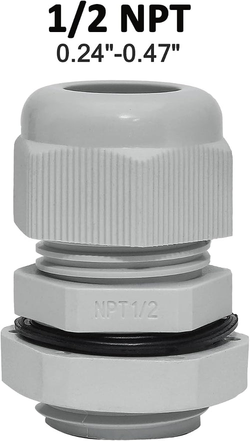 10 Pcs 1/2" NPT Nylon Cable Glands, IP68 Waterproof Adjustable Cord Grip Cable - Image 2