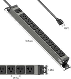 JUNNUJ Heavy Duty Power Strip Wall Mount, 20 Amp Surge Protector 1200J Metal 8 - Image 6