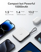 VRURC Portable Charger with Built-in 4 Cables, 10000mAh Battery Pack PD 20W - Image 3